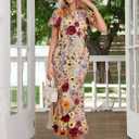 Women's 3D Floral Embroidery Dress Ruffle Sleeve Fishtail Lace Bodycon Party Cocktail Mini Dress (L)