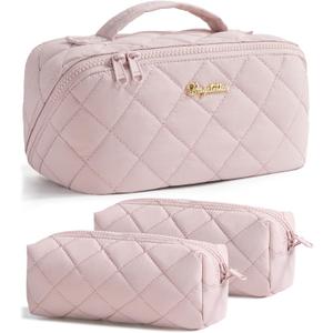 Travel Makeup Bag, Large Capacity Puffy Toiletry & Cosmetic Bag for Women (EXP 11/25/26)