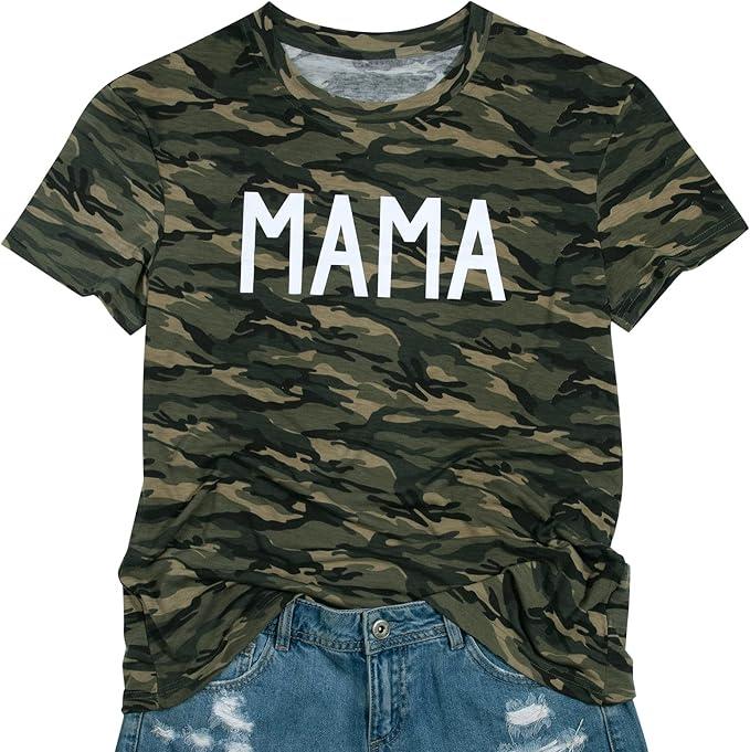 Mom and Son Matching Outfits Mama and Mama's Litter Man Print Shirts Cute Mom and Son Mothers Gifts (Medium, Camouflage)(Mom only)