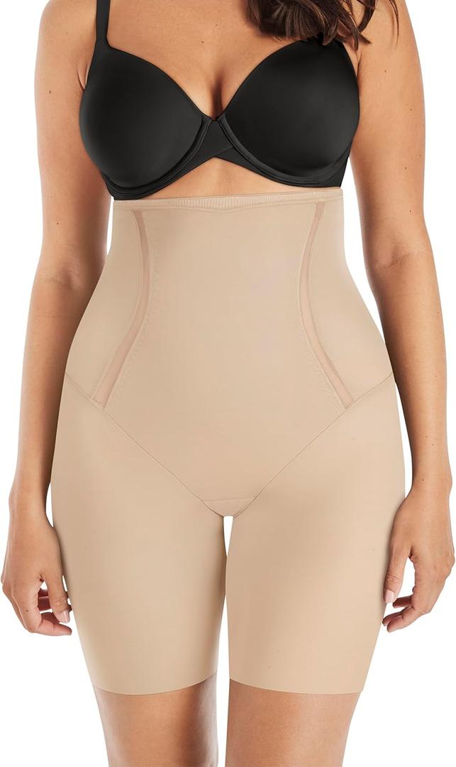 Maidenform womens Shapewear High-waist Thigh Slimmer, Tummy Control Thigh Slimmer, Firm Control Shapewear for Women (Medium, Latte Lift)