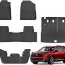 Floor Mats & Cargo Liner with Backrest Mat for Honda Pilot 2023 2024 2025 All Weather Protection TPE Rubber Full Set Floor Liners Trunk Mat for 2024 Honda Pilot Automotive Accessories, Black