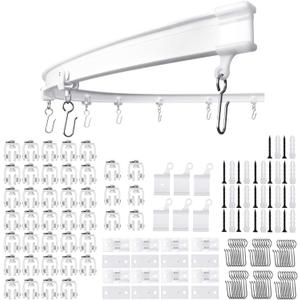 Flexible Ceiling Curtain Track | 16.4 ft (5 m) Curved Curtain Rail with Mute Rollers | Bendable Mount for Shower Bay Window RV Room Divider