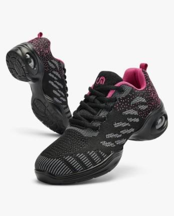 PPQ Women's Jazz Shoes Lace-up Sneakers Modern Dance Shoes Air Cushion Platform Walking Dance Shoes (EUR 38)