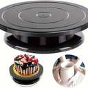 Cake Turntable, 11'' Cake Stand Decorating Bakery Supplies, Turnable Black Painting Turn Table Stand for Pastries, Cupcakes and Cake Decorations (Black Small turntable 1PCS)