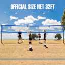 Outdoor Portable Volleyball Net Set with Adjustable Height Steel Poles, Volleyball, Anti-sag Winch System, Pump, Boundary Line, and Carry Bag for Backyard, Beach, Lawn, Blue