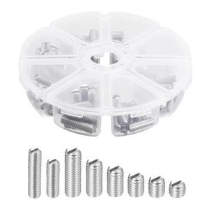 uxcell Slotted Set Grub Screws, M5/M6 Metric 304 Stainless Steel Flat Point Set Screws Assortment Kit 1set (100pcs)