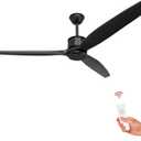 60" Large Ceiling Fan with Remote, Outdoor Flush Mount Low Profile Ceiling Fan for Patios Bedroom Kitchen Living Room, 3 Wooden Blades, 6 Speeds, Quiet Reversible Motor, No Light