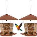 Jealoeur Bird Feeders for Outdoors Hanging Bird Feeder Wild Birds Seed, Brown 2 Pack