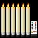 7 Inches Flameless Taper Candles with Remote Timer, Real Wax Ivory Short Led Candlesticks, 3D Wick Light Battery Operated Candlesticks for Christmas Home Wedding Table Decor, 6 Pcs