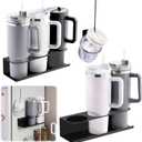 Black 2 Pack Magnetic Cup Holder with Lid Holder (1PC) Fridge for 30 & 40 oz Tumbler - Strong Fridge Mount - Water Bottle Organizer for Metal- No Drill Cup Accessories for Car, Kitchen, Office