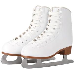 AhmyLion Figure Ice Skates for Beginners - White Comfortable Leather Ice Skates for Women, Men, Boys & Girls (Size Up 1 Size) (White, Womens Size-8/Mens Size 6.5)