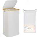 efluky Laundry Basket with Lid and Removable Bag, 100L Tall Laundry Hamper with Bamboo Handles, Aesthetic Dirty Clothes Bin for Laundry Room, Bathroom, Bedroom and Dorm, Light Grey