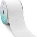 CT CRAFT LLC Glitter Wired Ribbon 2.5" x 10 Yards White for Christmas Home Decor Bow Gift Wrapping DIY Crafts Wreath