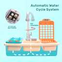CUTE STONE Play Kitchen Sink Toys with Upgraded Real Faucet, 17.3 inches x 9.8 inches x 4.7 inches