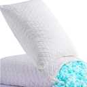 Shredded Memory Foam Pillows for Sleeping,Bed Pillows Queen Size Set of 2 Pack Cooling Adjustable,Good for Side and Back Sleeper with Washable Removable Cover (White)