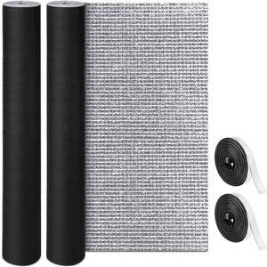 Frienda Double RV Door Window Shade Cover Blackout Reflective Insulation Roll 95x59 Inches Aluminum Foil Insulation Kit for Rv Garage Roof Door Window Skylight Shade(Black)