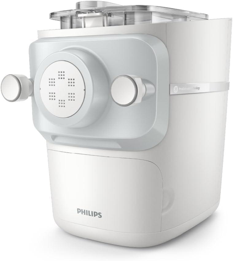 Philips 7000 Series Pasta Maker - ProExtrude Technology, Versatile Mixing Ability, 8 Shaping Discs, Perfect Dough, Easy Clean, Up to 8 Portions, White (HR2660/03)