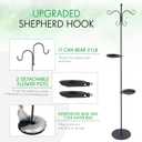 1 Set Upgraded 75.9" Shepherds Hook for Bird Feeder, Hanging Plant Wind Chime Stand, Metal Adjustable Standing Pole Holder for Indoor Outdoor, with 2 Rack & Weight Bag (2 Hooks)