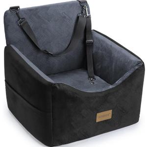 JOEJOY Dog Car Seats for Small Medium Dogs Under 35lbs, Dog Booster Seat with Detachable Washable Cover and Cushion, Memory Foam Pet Car Seat with Safety Belt and Storage Pockets (DG)