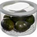 iDesign Large Round Fridge Produce Bin with Removable Drainage Tray and Lid - Gray