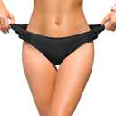 Zmart Women Low Rise Bikini Bottoms - Full Coverage Ruched Bathing Suit Swim Bottom Swimsuits Swimwear (Medium, Black)