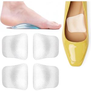 Gel Arch Support Inserts for Women - 2 Heights Options, Non-Slip Arch Pads for Flat Feet & Plantar Fasciitis Relief(2Pairs)