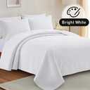 Lavsiry White Quilt Full/Queen Size with Pillow Shams, Summer Soft Geometric Pattern Bedspread, 3 Pieces Lightweight Coverlet Bedding Set for All Seasons