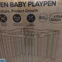 Foldable Wooden Playpen - Adjustable Wood Baby Play Yard with Door, Indoor Large Safety Fence for Babies and Toddlers - Easy Assembly, Natural, 30 x 30 x 24 inches