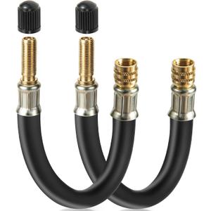 2pcs Valve Stem Extenders, Flexible Tire Valve Extender and Tire Valve Extension, Universal Valve Extender for RV, Truck, Car, Motorcycle, Bike, Works as a Presta Valve Extender