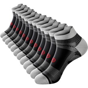 PAPLUS Compression Socks for Men & Women, 2/4/6 Pairs Ankle Running Socks with Arch Support, Ankle Support, Plantar Fasciitis (Black)