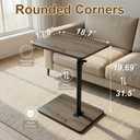 YUHFERA Sofa Armrest Tray Table for Couch - 360 Swivel Height Adjustable C Shaped End Table for Small Spaces, Snack Side Table for Bed or Chair with Phone & Tablet Slot (Gray, Enlarged)