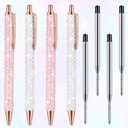 Ireer 4 Pcs Bling Rhinestone Sparkly Pen for Women Diamond Crystal Glitter Metal Ballpoint Ink Pen with 4 Pcs 1.0mm Refills Desk Accessory for Girl Students Gift(Pink, White)