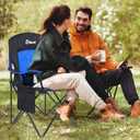 EMERIT 2 Pack Oversized Padded Camping Chair, 350LB Heavy Duty Quad Fold Chair with Arms, Collapsible Outdoor Chairs with Lumbar Back & Cup Holder, Twin Pack