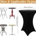 HAISIWLKJ 8 Pack Cocktail Table Covers 32x43 Inch Fitted Stretch Spandex Square Corners Black Table Cover High Top Cocktail Round Tablecloth for Party, Wedding, Birthday, Banquet(Black)