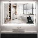 28 x 40 LED Bathroom Mirror Fogless LED Mirror for Bathroom Dimmable 3 Colors Lights Smart Vanity Mirror Touch Sensor Home Decor Wall Mounted Horizontal/Vertical