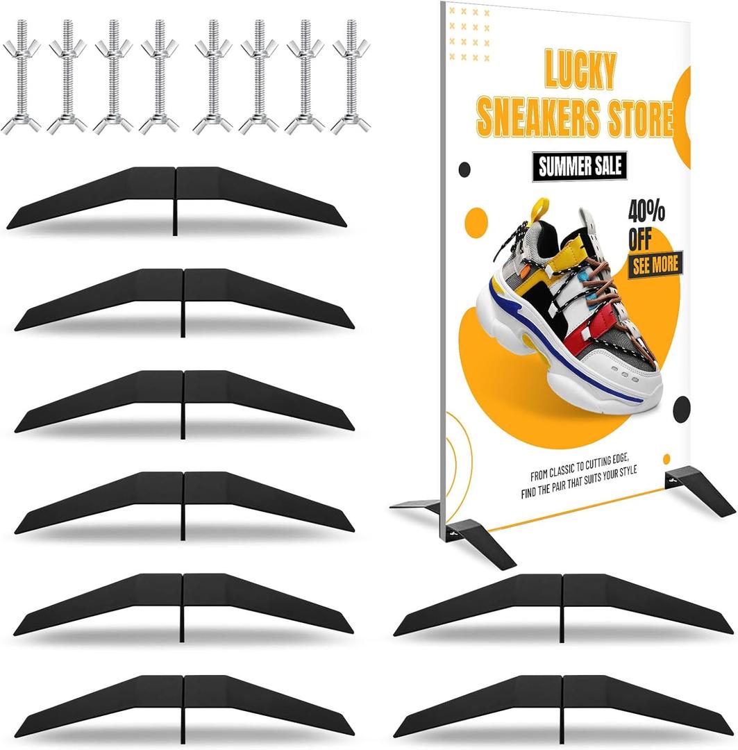 16 PCS - 4 SETS Spider Feet Board Sign Holder Base, Adjustable Floor Mount Standing Foam Board Display Sign Stand, Heavy Duty Metal Outside Stand for Store Your Board & Display Show (Base Only)