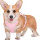 BARKBAY No Pull Dog Harness Large Reflective Dog Harness with Front Clip and Easy Control Handle for Walking Training Running with ID tag Pocket(Baby Pink, M)
