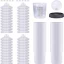 Disposable Paint Cups for Automotive Paint Guns, HVLP Paint Spray Gun 20 oz(600 ml) Kit with 70 Detachable Filters and Cup Liners, 40 Lids, 1 Hard Cup with Fixed Ring and 10 Plugs