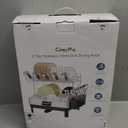 CosyPic Dish Racks, Thicker Premium 304 Stainless Steel Dish Drying Rack for Kitchen Counter, Automatic Drainage Spout, Dish Drainer & Drainboard Set with Utensil Holder and Cup Holder, Black (1 Tier)