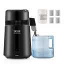 VEVOR Water Distiller, 4L/ 1.05 Gallon Pure Water Distilling for Home Countertop, 750W Distilled Water Maker, 304 Stainless Steel Interior Stiller Water Making Machine to Make Clean Water, Black