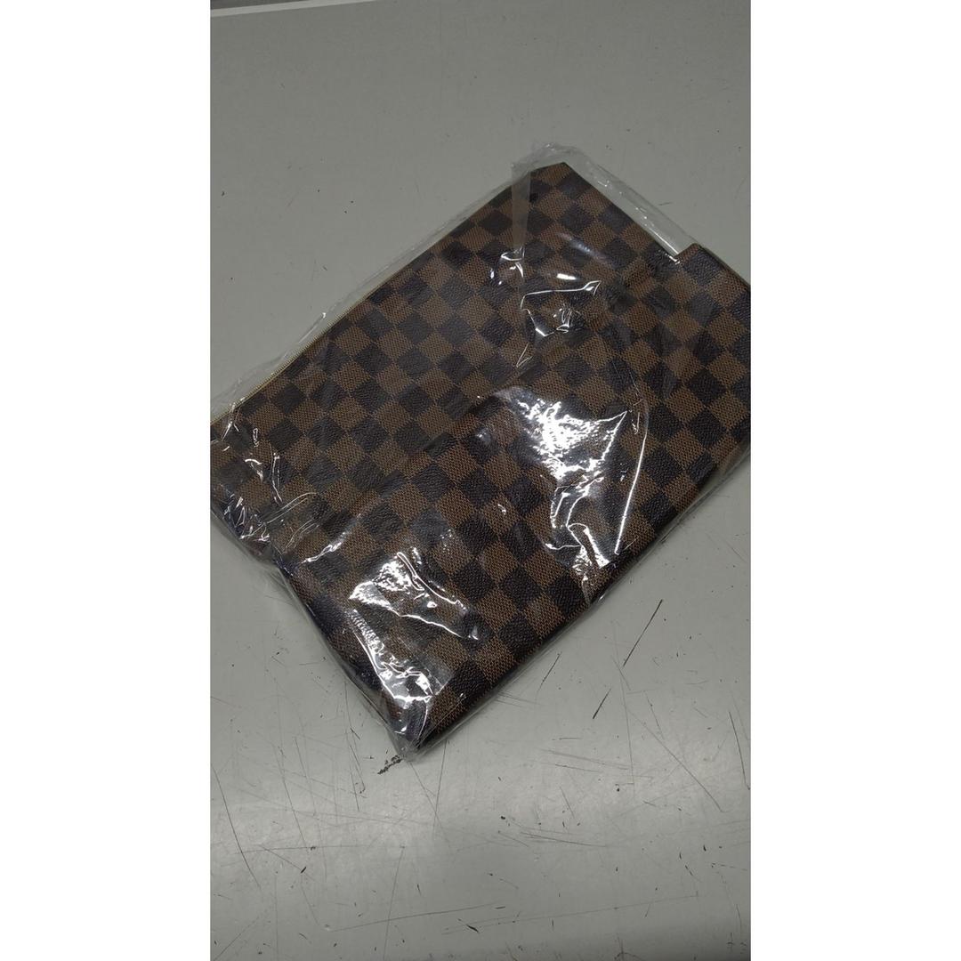 Checkered Makeup Bag; 2Pcs Travel Cosmetic Bags; Portable Toiletry Organizer for Women; Lightweight and Waterproof Leather Toiletries Bag for Girl Friend Wife Christmas Gifts; Brown