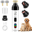 PleySyncz Silent Dog Nail Grinder, Cordless Grooming Pro Nail Grinder, USB Rechargeable Pet Nail Grinder, Painless Paws Grooming for Small Medium Large Dogs & Cats (2 Replacement Heads)