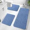 OLANLY Bathroom Rugs Sets 3 Piece, Soft Absorbent Chenille Bath Mats and U-Shaped Contour Toilet Rug, Home Decor Accessories, Bath Mat Set for Bathroom (47"x20"+24"x16"+24"x20", Cornflower Blue)