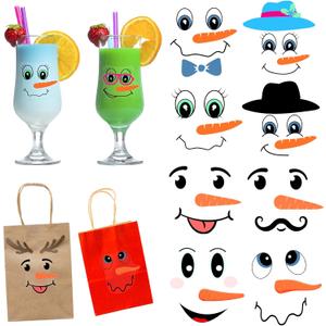 2 x Snowman Face Stickers Christmas Glass Window Sticker 105 Pieces Snowman Face Decal Stickers for Craft Xmas Party Decorations Xmas DIY Craft Christmas Wall Decals Winter Home Decorations