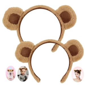 Beviliu Bear Ears Headband, 2 Pack Adult Women's Headbands Face Wash Headband Bear Costume Decoration Suitable for Cosplay