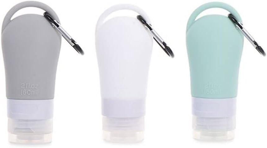 HomeSoGood 3Pcs Leakproof Silicone Refillable Squeezable Travel Tube with Keychain Hook for Cosmetic Toiletry Shampoo Sub-Bottling Travel Bottle(60ml)