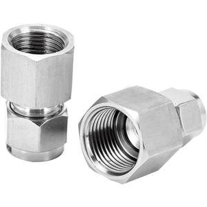 Stainless Steel 304 Compression Tube Fitting, Straight Adapter, 1/2" Tube OD x 1/2" NPT Female Coupler, Pack of 2