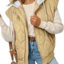 EVALESS Puffer Vest Women Cropped Hooded Zip Up Quilted Sleeveless Jackets 2025 Fall Lightweight Coat with Pockets, 2XL