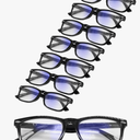 5-Pack Reading Glasses Blue Light Blocking for Men Women, Anti Glare Lightweight Glossy Black Eyeglasses, Magnification Strength: 5.5 x