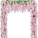 U'Artlines 5Pcs 7.2 Ft/Piece Artificial Wisteria Garland Silk Fake Pink Wisteria Flowers Hanging Greenery Vines Garlands Rattan for Home Garden Wedding Arch Party Indoor Outdoor Decor